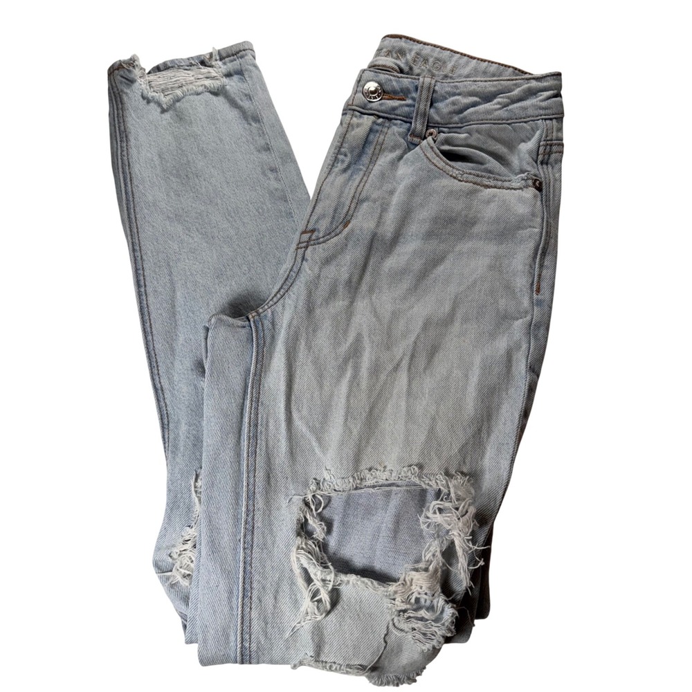 American Eagle‎ Outfitters Womens Size 00 Strigid Distressed Light Wash Jeans